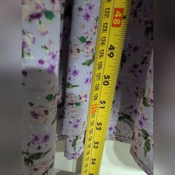 Inspired Hearts Purple Gray Pleated Sundress with Puff Sleeves - Picture 4 of 9